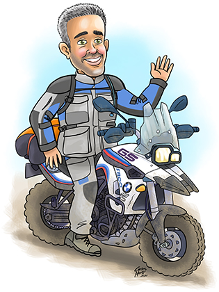 caricatura personalizada individual con moto