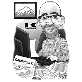 caricatura personalitzada en blanc i negre amb fons