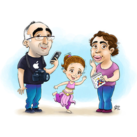 caricatura personalitzada de família