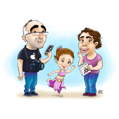 caricatura personalitzada de família