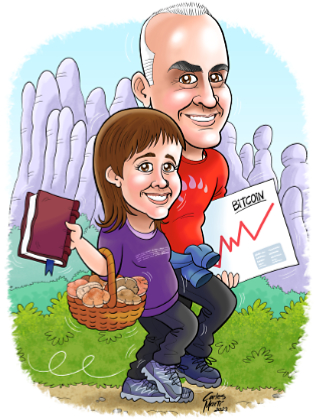 caricatura personalitzada de parella amb fons