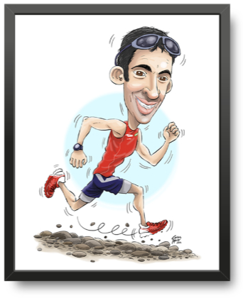 caricatura personalizada de hombre joven deportista corredor de carreras de montaa