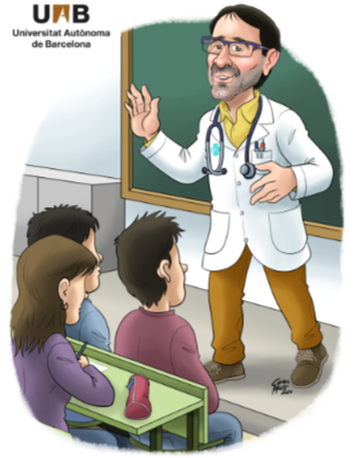 caricatura personalizada de profesor universitario de medicina