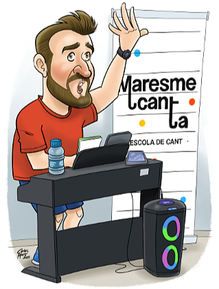 caricatura personalizada de hombre joven tocando el piano y cantando